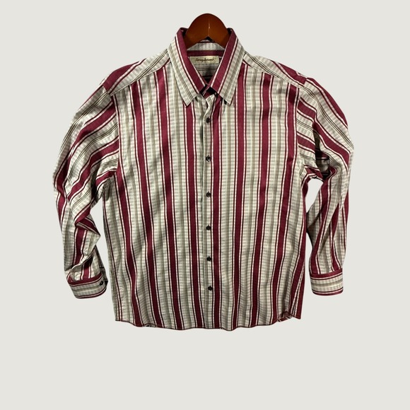Tommy Bahama Other - Vintage Tommy Bahama Silk Cotton Striped Button Up Shirt Men's Large L LS